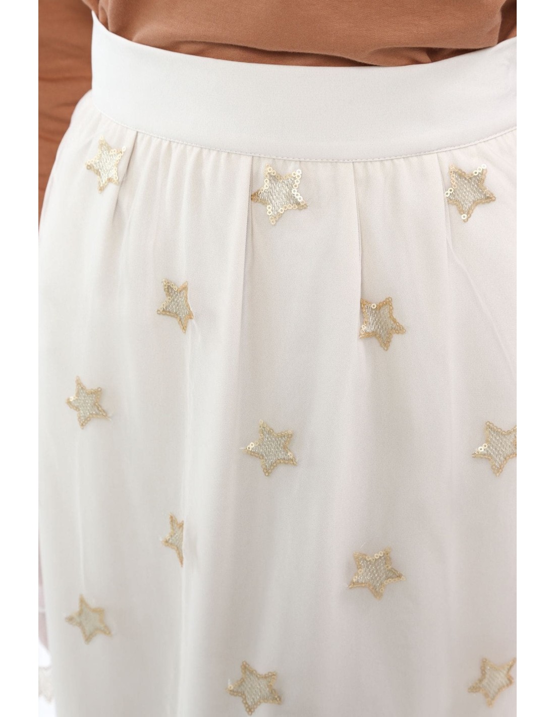 Skirt with golden stars, light beige 0318 - Online store - Boutique